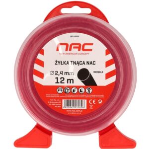 Żyłka tnąca NAC okrągła 2,4 mm x 12 m czerwona do kosy podkaszarki kosiarki