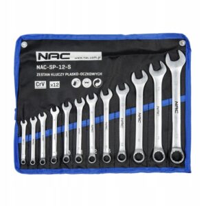 ZESTAW KLUCZY PŁASKO-OCZKOWYCH W ETUI NAC SP-12-S 6-22MM 12SZT STAL CRV